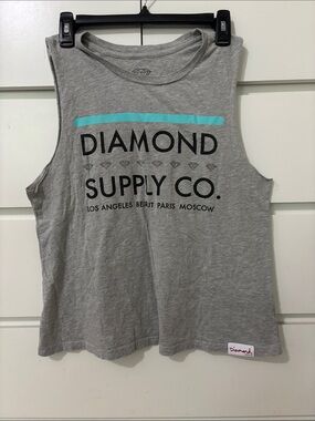 Diamond Supply Co. Gray Muscle Tee with Teal Accent